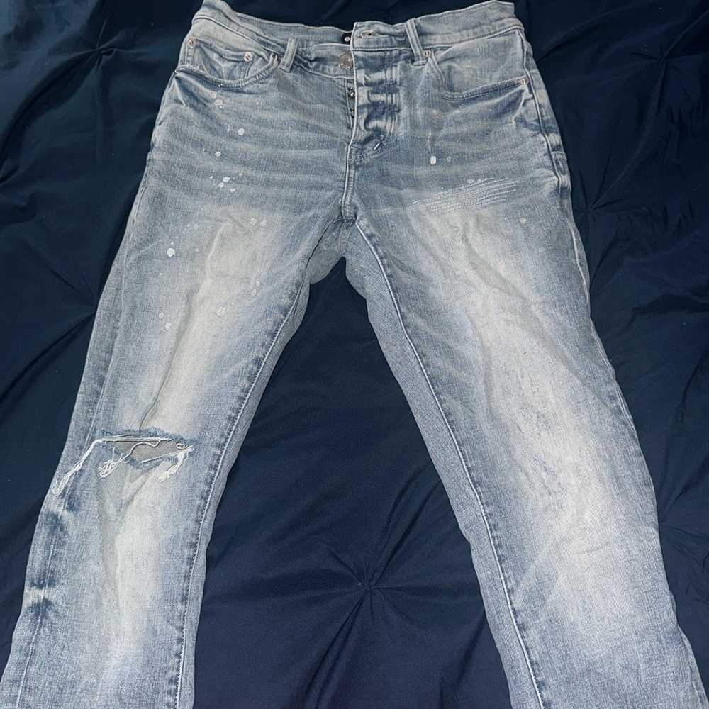 Distressed Light Wash Purple Jeans